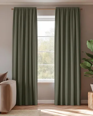 Produktbild von Fertigvorhang HOOMstyle - Blickdicht - Vorhang mit Kräuselband - 140x270 cm - Grün / Olivgrün