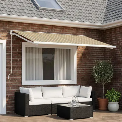Produktbild von vidaXL Markisenersatzstoff Grün und Gelb 500 x 350 cm Polyester