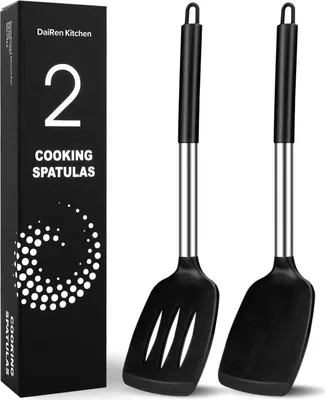 Produktbild von Silikon Pfannenwender Hitzebeständig Schwarz Spatel Küchenhelfer - BPA frei & Spülmaschinengeeignet
