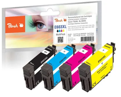 Zdjęcie produktu dla Peach PI200-861, Wysoka (XL) wydajność, Czarny, Cyjan, Purpurowy, Żółty, 11 ml, 6 ml, 4 szt., Multipak