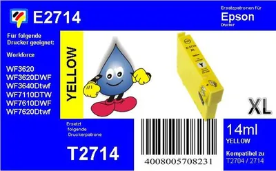 Produktbild von Dr. Inkjet Ersatzdruckerpatrone yellow XL mit 14ml Inhalt ersetzt T271440