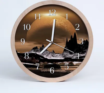 Produktbild von Holzuhr 30fi cm wanduhr - Berge Kunst