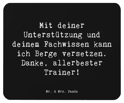 Produktbild von Mr. & Mrs. Panda Mousepad Spruch Bester Trainer - Schwarz - Geschenk, Motivationsspruch, besondere Momente, Wertschätzung, Aufmerksamkeit, Danke, Freund, mousematte
