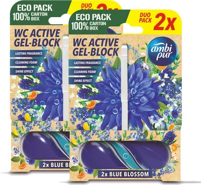 Produktbild von Ambi Pur WC Active Gel-Block 2x45g Blue Blossom - WC Duft (2er Pack)