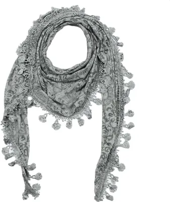 Produktbild von Dreiecktuch - Blumenmuster - grau - Halstuch