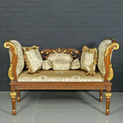 Obrázek produktu pro Casa Padrino Barokní lavice zlatý vzor / hnědá 90 x 50 x v. 70 cm - Sedák lavice v antickém stylu