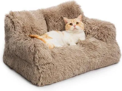 Imagen del producto de Cama para gatos, desmontable, lavable, disponible en 4 colores, de tamaño grande, para uso en interiores, color marrón, dimensiones: 76 x 45 cm