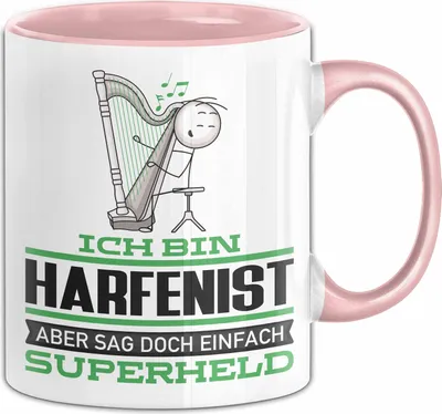 Produktbild von Harfenist Geschenk Tasse Ich Bin Harfenist Aber Sag Doch Einfach Superheld Lustige Geschenkdiee für Harfenist Kaffee-Becher (Rosa)