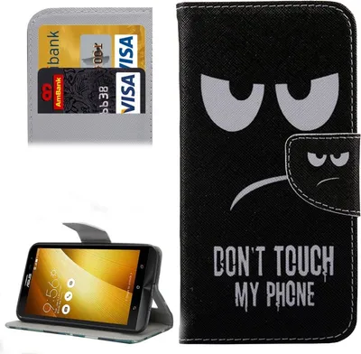 Productafbeelding van Nieuw telefoonhoesje met portemonnee-functie, design: "Don't Touch" (tanden), geschikt voor: ASUS, model: Zenfone 3 ZE552KL, schermgrootte: 5.5 inch