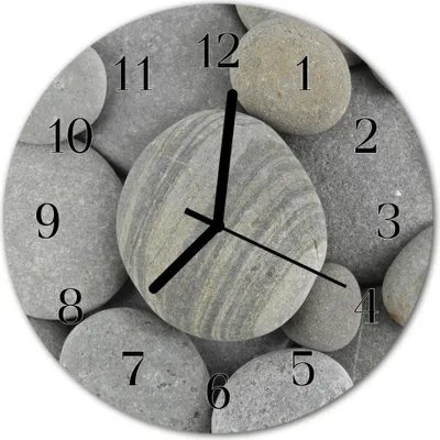 Produktbild von Glasuhr Wanduhr Küchenuhr Echt-Glas 30fi cm Steine grau