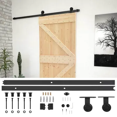 Produktbild von vidaXL Schiebetür Natürlich und Schwarz 90 x 210 cm