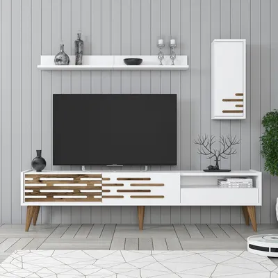Produktbild von Skye Decor, Valensiya - White, TV-Einheit, Weiß, 100 % MELAMINBESCHICHTETE SPANPLATTEN, 180 x 45 x 35 cm