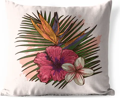 Produktbild von MuchoWow® Outdoor Kissen - Blumen - Tropisch - Rosa - 40x40 cm - Wetterfest - Lounge Kissen - Kopfkissen - Interieur - Polster mit Bild