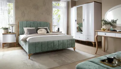 Produktbild von Schlafzimmer Set Bett Doppelbett 2х Nachttische Kleiderschrank Garnitur 4tlg
