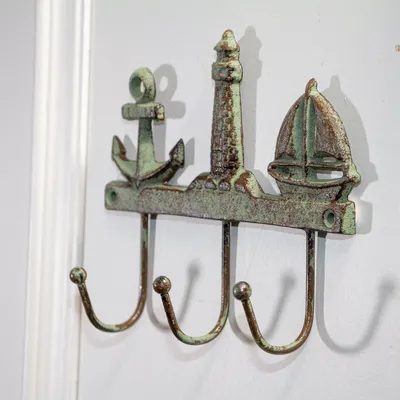 Produktbild von Flurgarderobe, 3 Haken, Maritim, Eisen, Grün