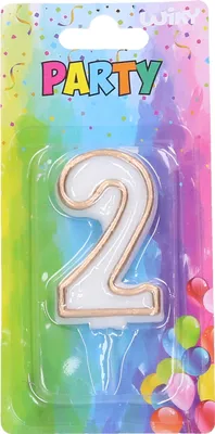 Produktbild von Goldfarbene Geburtstagskerze Zahl 2 mit Wachsständer, 5,6 cm
