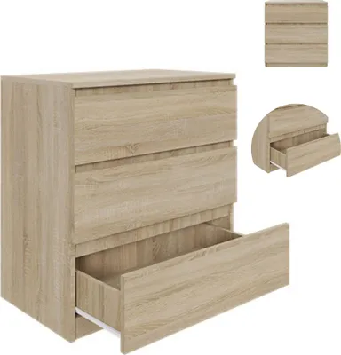 Zdjęcie produktu dla Komoda z szufladami 71x75x40cm szafka regał słupek 3 szuflady Dąb Sonoma