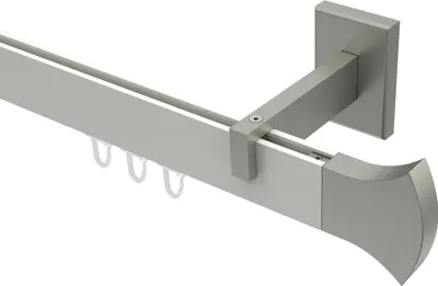 Produktbild von Interdeco Innenlaufstange / Gardinenstange mit Innenlauf Weiß / Edelstahl-Optik, Typ Smartline Conex (Rundung), 14x35 mm 1-läufig, 140 cm