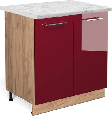 Obrázek produktu pro Spodní skříňka kuchyňské linky Vicco Fame-Line Bordó červená vysoký lesk 80 cm s policí, PD Mramor, Model 46909