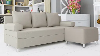 Obrázek produktu pro Rozkládací pohovka s taburetem ELZA - béžová 2