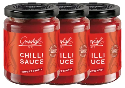 Zdjęcie produktu dla Grashoff sos chilli z czerwoną papryczką chilli i imbirem 200ml 3-pak