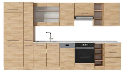 Produktbild von Küchenzeile Vicco Fame-Line Goldkraft Eiche 355 cm , AP Marmor, Model 57166