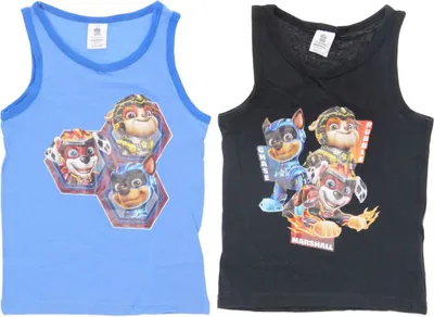 Zdjęcie produktu dla Kamizelka Paw Patrol 2-pak 100% bawełna w kolorze czarnym i niebieskim bielizna 110/116 cm