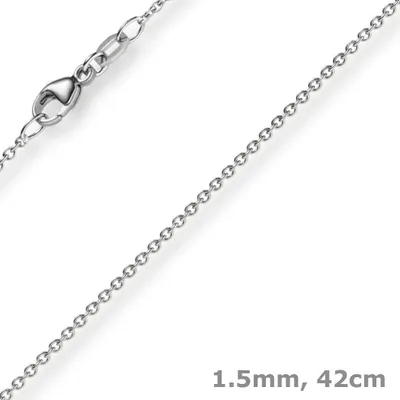 Produktbild von 1,5mm Rund-Ankerkette aus 750 Gold Weißgold Kette Collier Halskette, 42cm