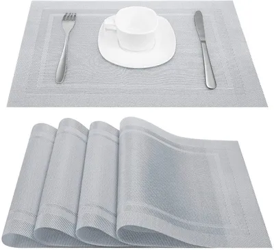 Produktbild von Platzsets - Abwaschbar und rutschfest - Für Esstisch und Küche - 4er Set, Silber