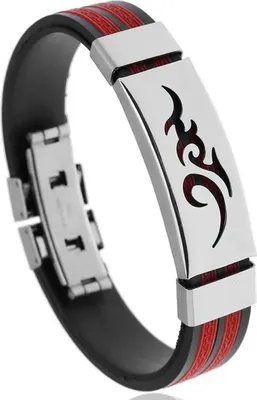 Immagine prodotto di Bracciale da uomo Timur - Eleganza Moderna in Nero e Rosso KP33193