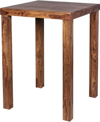 Produktbild von Bartisch MUMBAI Massivholz Sheesham 80 x 80 x 110 cm Bistro-Tisch Landhaus-Stil Holztisch quadratisch dunkel-braun