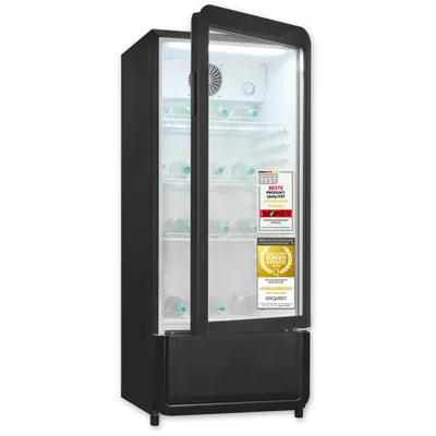 Produktbild von Exquisit Glastürkühlschrank, 200l Getränkekühlschrank mit LED, Umluft, 3 verstellbare Ablagen, CoolPro, GKS180-GT-431D weiss
