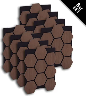 Obrázek produktu pro Homestyle4u Sada 8 nástěnných panelů Akustické panely Hnědý ořech Dřevěná zvuková izolace