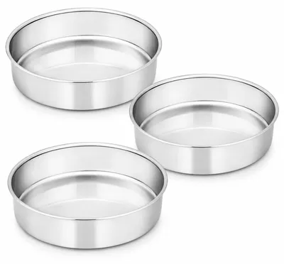 3 runde Backformen 20 cm Edelstahl – Kuchenform Set