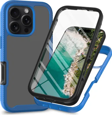 Produktbild von iPhone 16 Pro Hülle, Bumper mit Eingebautem Displayschutz Komplettschutz Schutzhülle für iPhone 16 Pro Navy blau