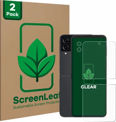 Produktbild von 2x ScreenLeaf Schutzfolie für Samsung Galaxy Z Flip 4 (Display+Kamera) nachhaltiger Displayschutz Display Schutz Folie Klar Transparent