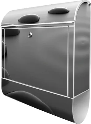 Produktbild von banjado Design Briefkasten Stahl weiß mit Zeitungsfach pulverbeschichtet "Schwarze Steine" 38x46x12,5cm & 2 Schlüssel - Postkasten A4 Einwurf inkl. Montagematerial [BKW 12061]