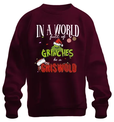 Immagine prodotto di In un mondo pieno di grinches essere un Griswold Weihnachten lustig Unisex Felpa Pullover, Borgogna, L