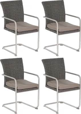 Produktbild von SunnySmart Scala 4x Garten-Freischwinger-Sessel Gartenstühle vintage-grau