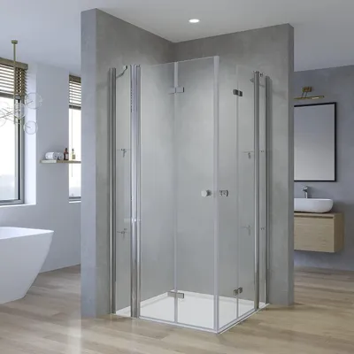 Produktbild von Eckdusche 120x100x187cm Duschkabine Eckeinstieg mit Duschablagen barrierefrei
