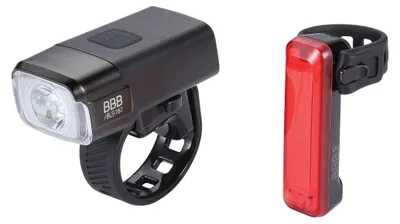 Productafbeelding van BBB Cycling NanoStrike 600 Combo, achterlicht + voorlicht (set), zwart, rood, LED, batterij, lithium-polymeer (LiPo), 3,7 V