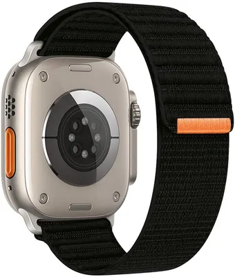Produktbild von FFO2World Nylon-Wellenarmband für Apple Watch 46/45/44/42/49 mm (inkl. Ultra) – Weiches, bequemes Nylonarmband mit Wellenstruktur – Schwarz