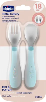 Obrázek produktu pro Chicco 00016102250000, Sada příborů pro batolata, Modrá, Nerezová ocel, Chlapec/děvče, 1,5 rok/roky, 218 mm