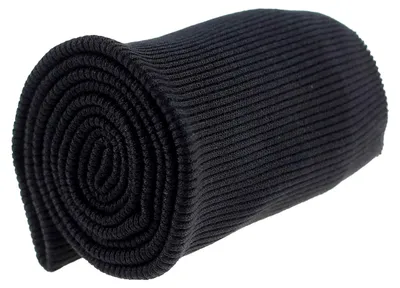 Produktbild von 15x70cm Bündchen Strickbündchen Bündchenstoff 6% Elasthan Bündchenstoff gerippt, Farbe:schwarz