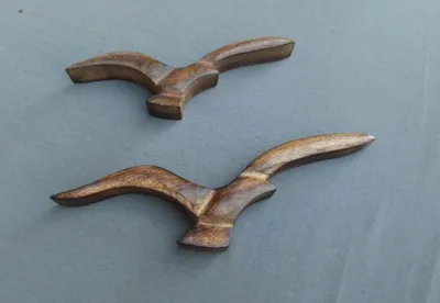 Produktbild von Maritimes Wandobjekt Wanddeko  2 Möwen Mangoholz massiv 27+17 cm