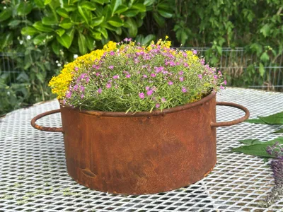 Produktbild von Edelrost Kochtopf zum Bepflanzen 15x42cm Rost Pflanztopf Blumentopf Windlicht Edelrost Gartendeko Topf