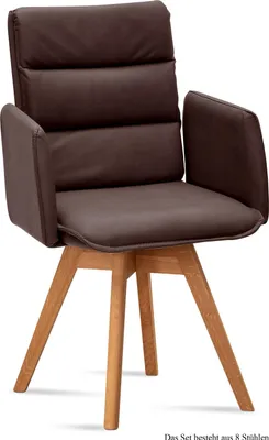 Produktbild von Armlehnstuhl drehbar (8er-Set) Dorri 52x92x60 Eiche geölt/Braun