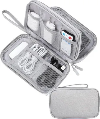 Immagine prodotto di Organizer da viaggio elettronico con power bank, chiavetta USB e cavi per cellulari e accessori elettronici.
