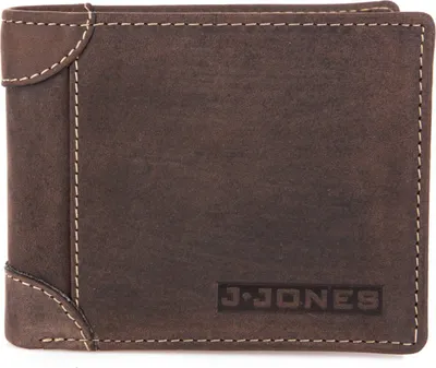 Produktbild von J Jones Herren Geldbörse Portemonnaie Brieftasche aus Echtes Leder RFID-Schutz Dunkelbraun
