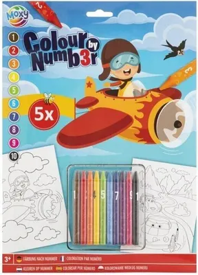 Zdjęcie produktu dla Koloruj według numerów kredkami Samolot